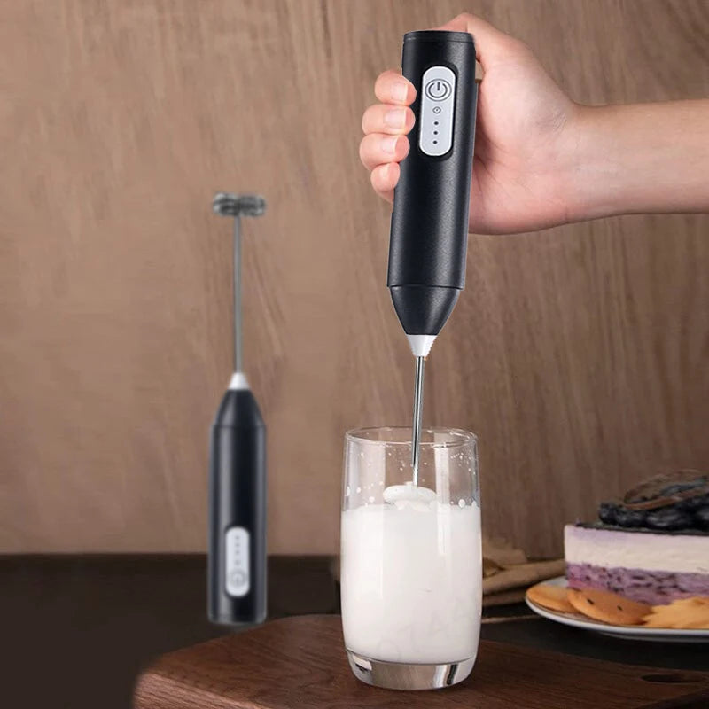 Wireless Milk Frother Electric Handheld Blender with Type-C Charging, Stainless Steel Mini Whisk Mixer for Coffee, Cappuccino, and Cream