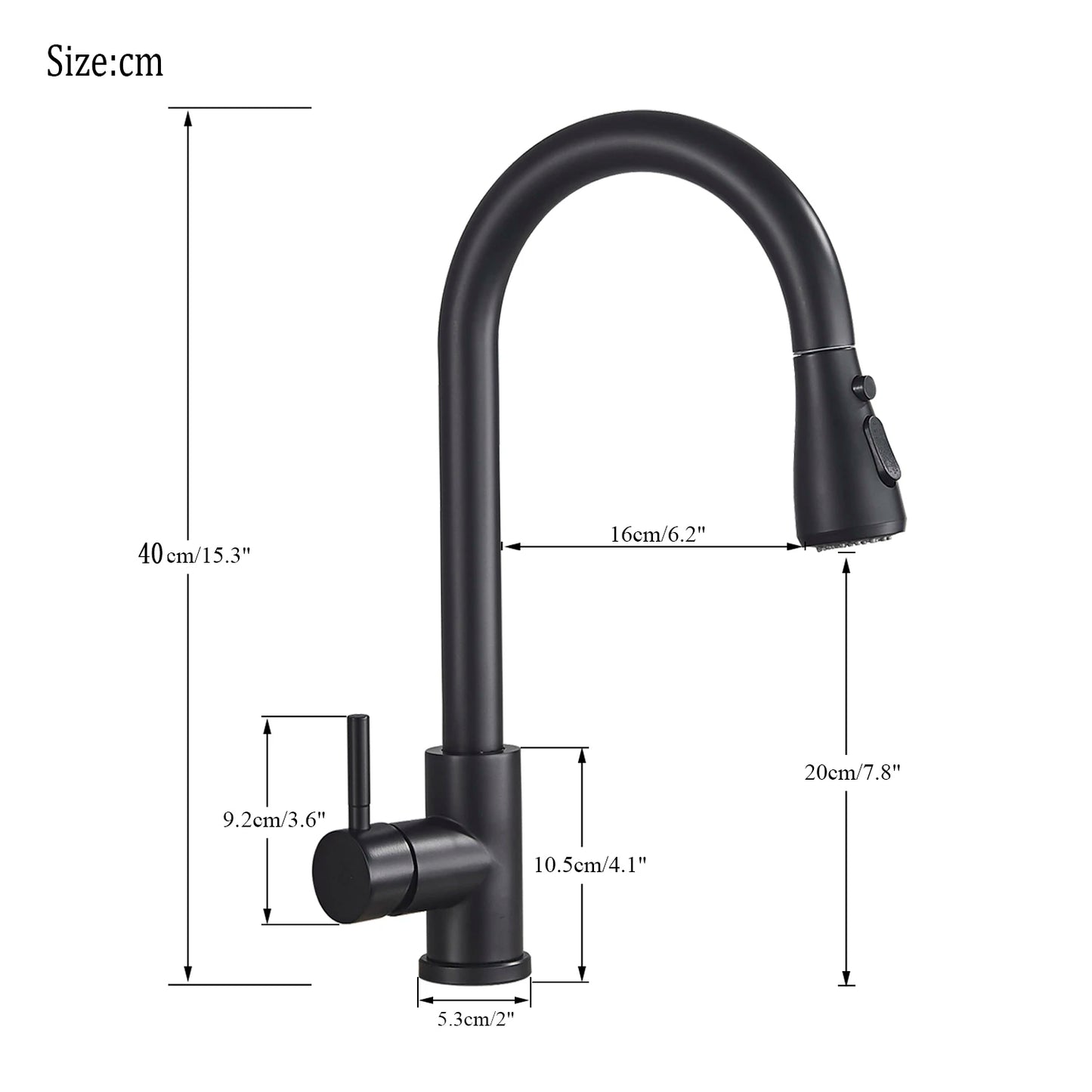 Black Pull-Out Kitchen Sink Faucet with Deck Mount, Stream and Spray Modes, Hot and Cold Mixer Tap for Kitchen and Bathroom