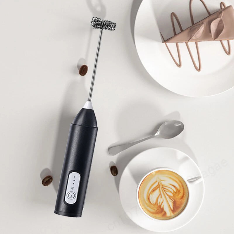 Wireless Milk Frother Electric Handheld Blender with Type-C Charging, Stainless Steel Mini Whisk Mixer for Coffee, Cappuccino, and Cream