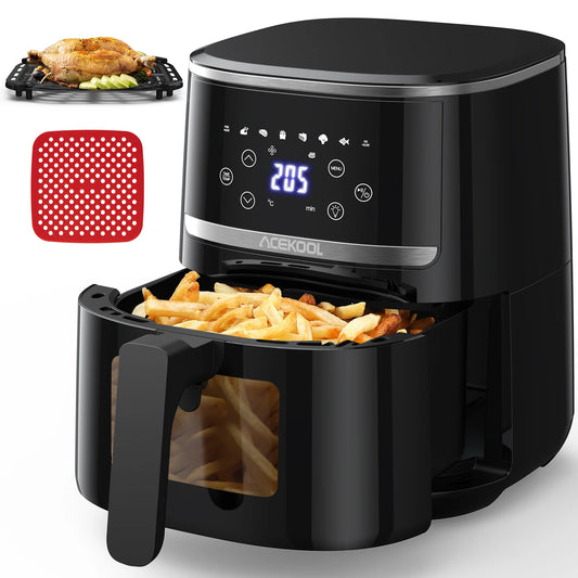 5-Quart Digital Air Fryer Toaster Oven Combo with 8 Cooking Presets, Oilless Cooking, Visible Window, and Dishwasher-Safe Basket