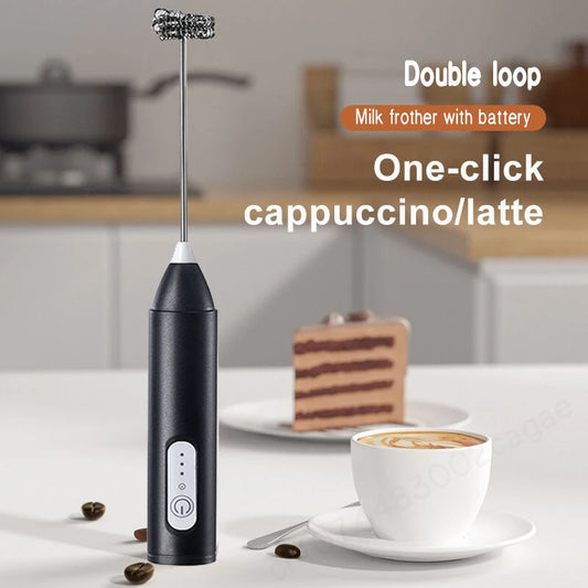 Wireless Milk Frother Electric Handheld Blender with Type-C Charging, Stainless Steel Mini Whisk Mixer for Coffee, Cappuccino, and Cream