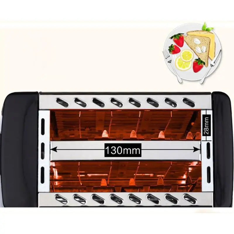 Mini Bread Toaster with Removable Crumb Tray – 2-Slice, 6 Modes, Auto Breakfast Toaster for Home Use