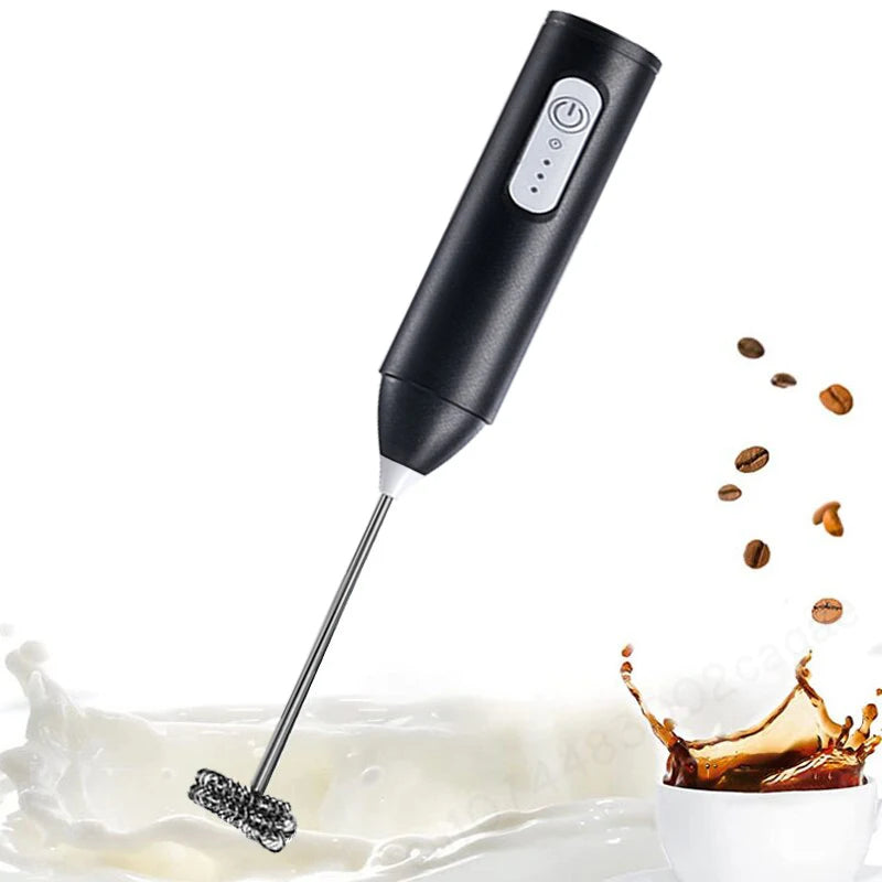 Wireless Milk Frother Electric Handheld Blender with Type-C Charging, Stainless Steel Mini Whisk Mixer for Coffee, Cappuccino, and Cream